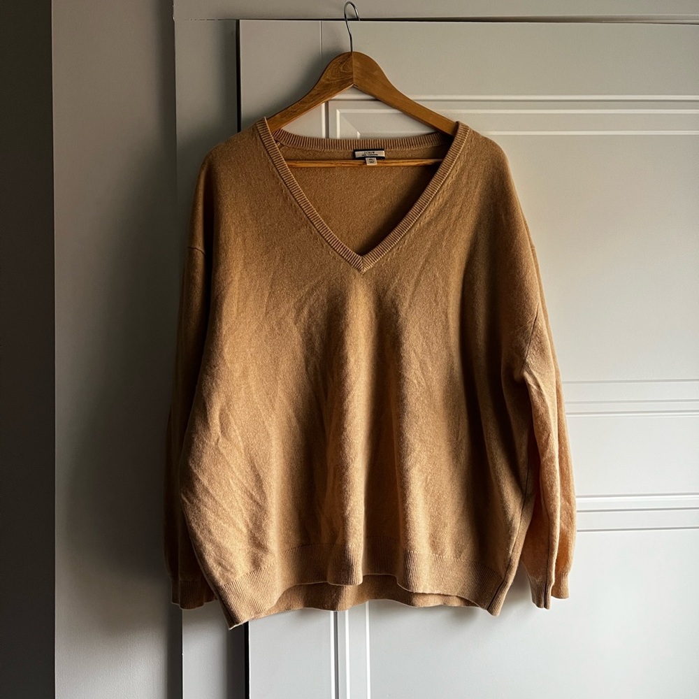 J.Crew Cashmere V-Neck Camel Sweater